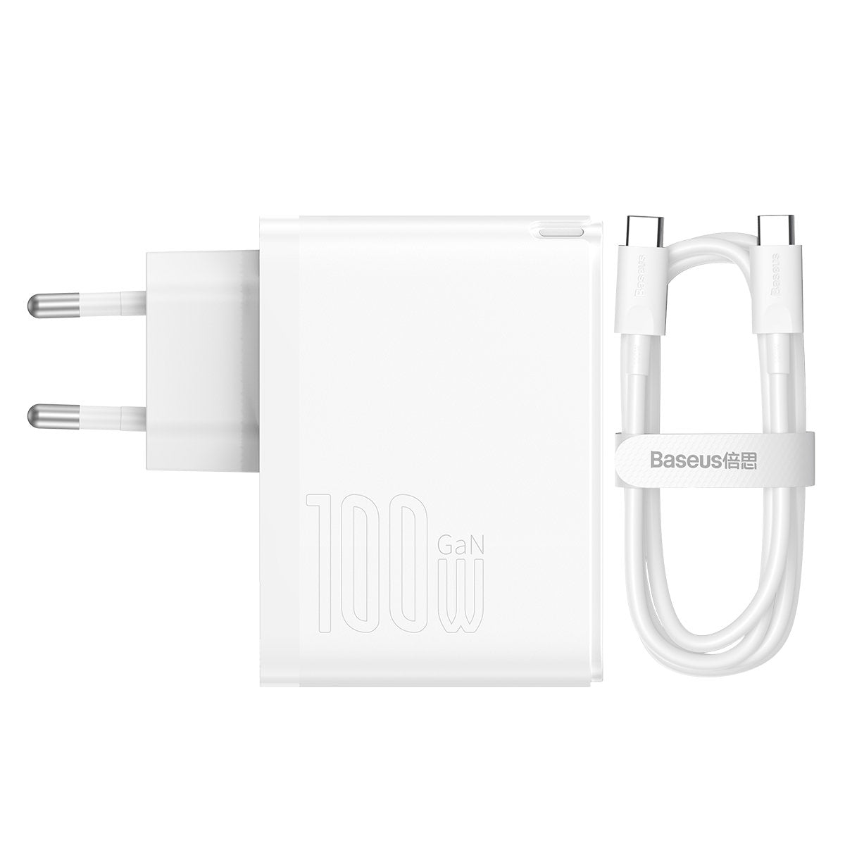 Ładowarka sieciowa z kablem USB-C Baseus GaN5 Pro, 100W, 3A, 1 x USB-A - 1 x USB-C, Biała CCGP090202