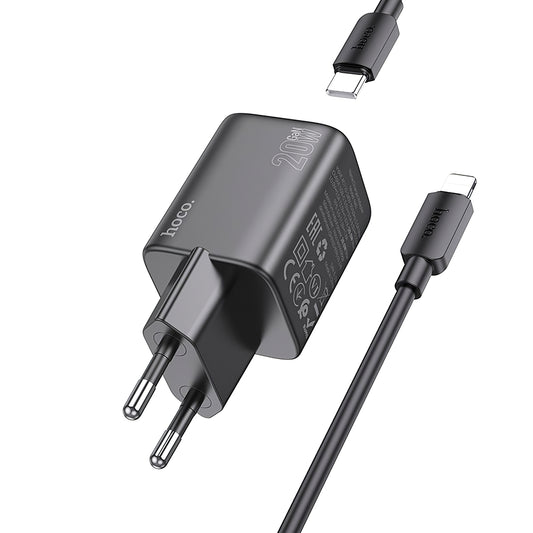 Ładowarka sieciowa z kablem Lightning HOCO N40, 20W, 3A, 1 x USB-C, czarna