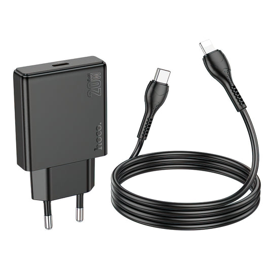 Ładowarka sieciowa z kablem Lightning HOCO N37, 30W, 3A, 1 x USB-C, Czarna