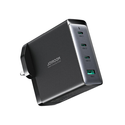 Ładowarka sieciowa z kablem USB-C Joyroom JR-TCG05UK, 140W, 5A, 1 x USB-A - 3 x USB-C, UK, Czarny