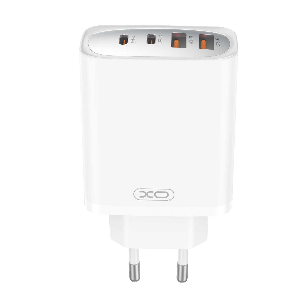 Ładowarka sieciowa z kablem USB-C XO Design CE22, 45W, 3A, 2 x USB-A - 2 x USB-C, Biała