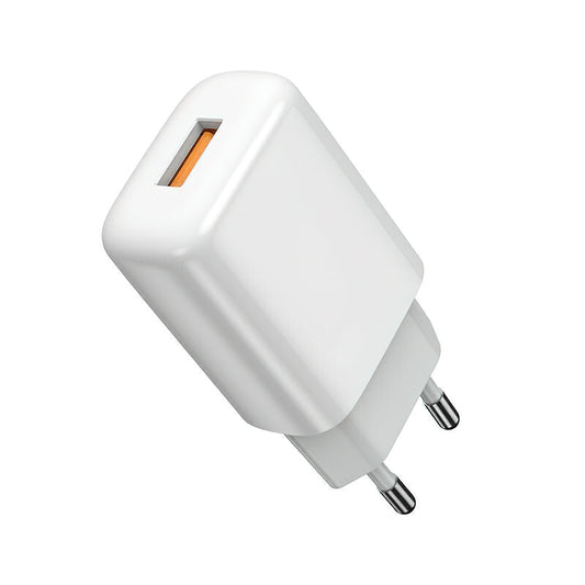 Ładowarka sieciowa z kablem Lightning Prestico F9S, 12W, 2.4A, 1 x USB-A, Biała