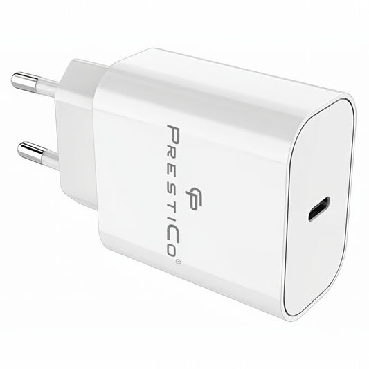 Ładowarka sieciowa z kablem USB-C Prestico F15S-C, 30W, 3A, 1 x USB-C, Biała