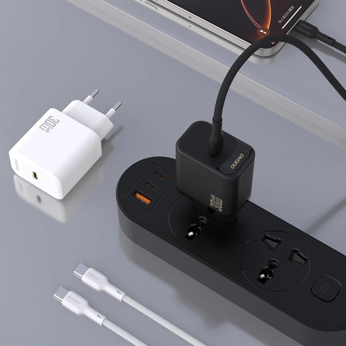 Dudao A27PCEU USB-C Cable Wall Charger, 30W, 3A, 1 x USB-C, Black
