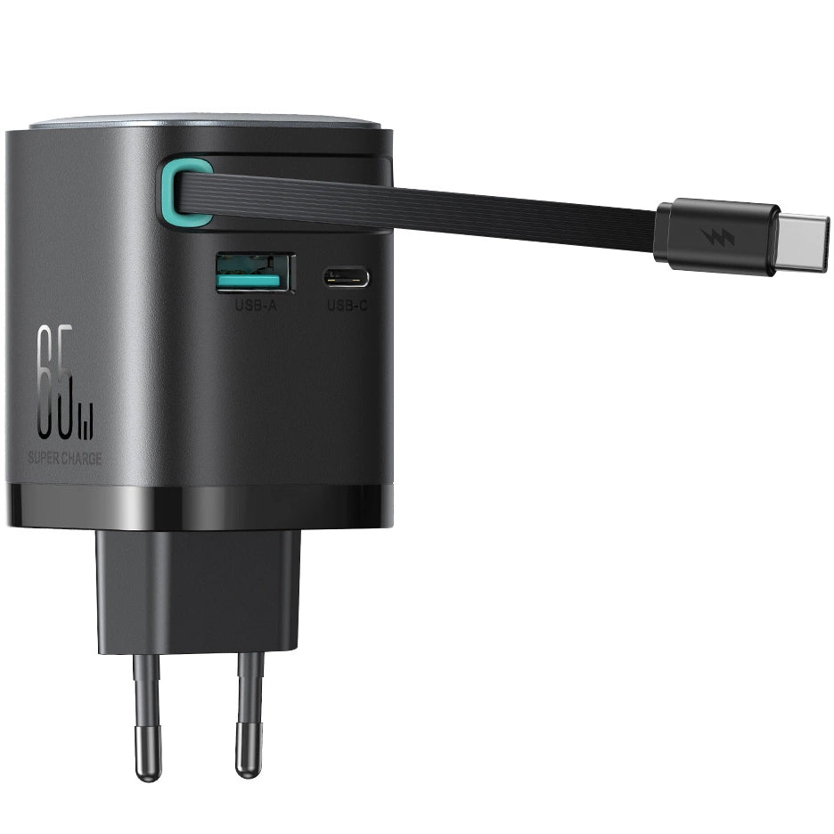 Ładowarka sieciowa Joyroom JR-TCL02 USB-C, 65W, 3A, 1 x USB-A - 1 x USB-C, czarna