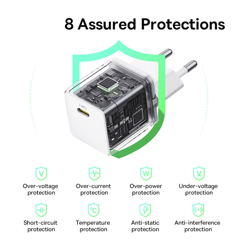 Ładowarka sieciowa z kablem USB-C Baseus Palm, 30W, 3A, 1 x USB-C, Biała P10111605213-01