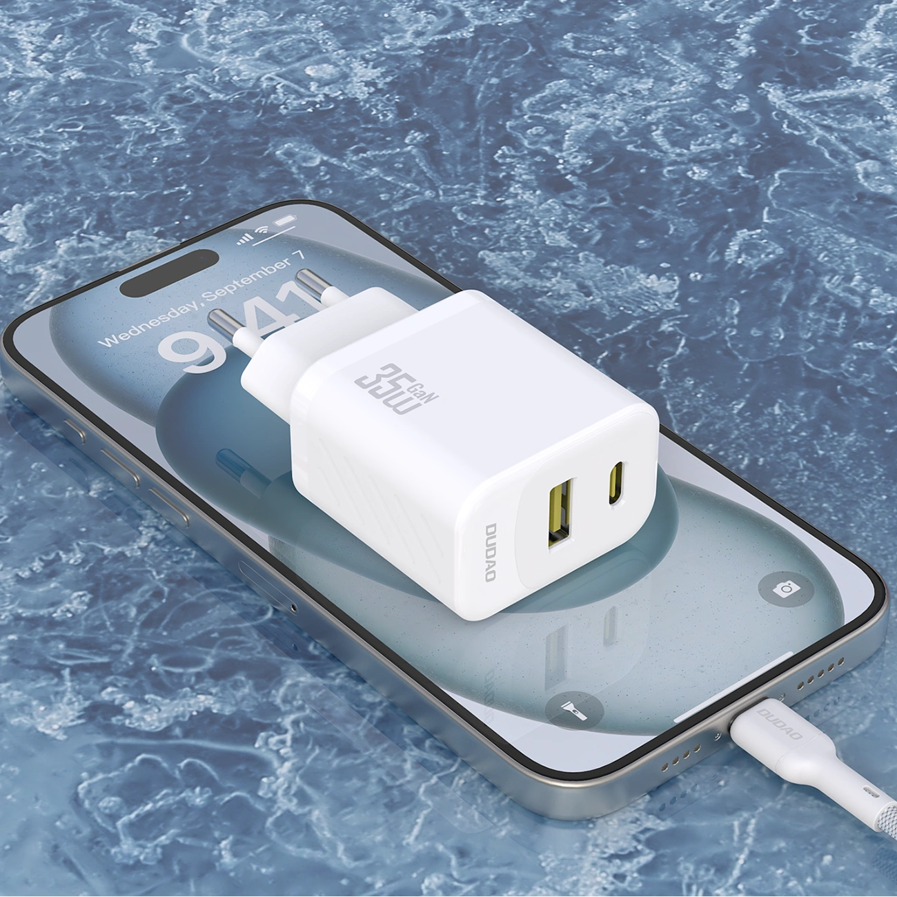 Ładowarka sieciowa z kablem USB-C Dudao A27Max, 35W, 1 x USB-A - 1 x USB-C, Biała