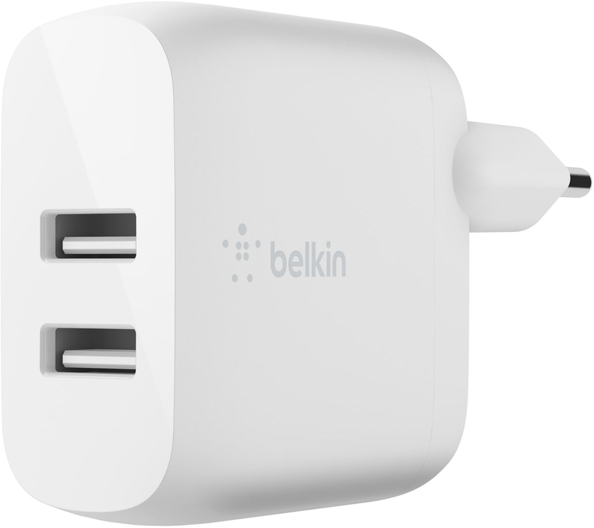 Ładowarka sieciowa z kablem USB-C Belkin BoostCharge Dual, 24W, 2.4A, 2 x USB-A, biała WCE001vf1MWH