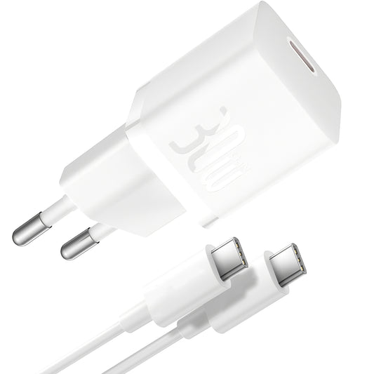 Baseus GaN5S Kabel USB-C Ładowarka sieciowa GaN5S, 30W, 3A, 1 x USB-C, biały P10110902213-00