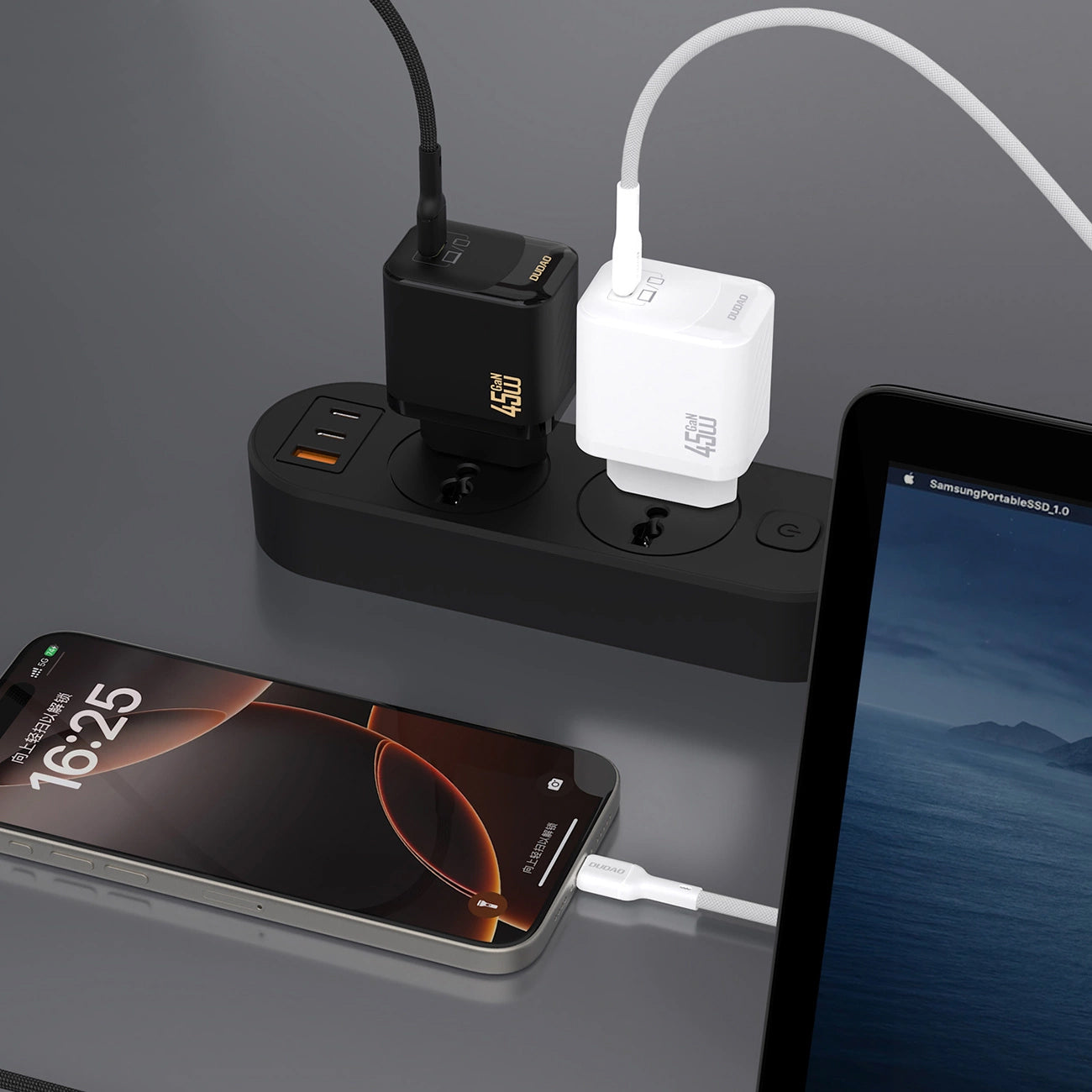 Ładowarka sieciowa z kablem USB-C Dudao A28C, 45W, 3A, 1 x USB-C, Czarny