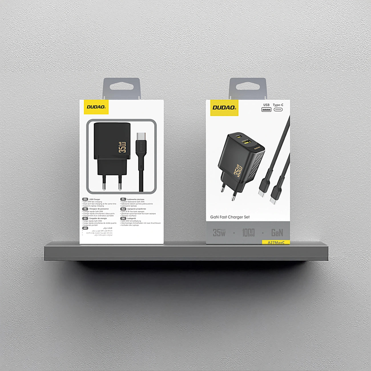 Ładowarka sieciowa z kablem USB-C Dudao A27 Max, 35W, 1 x USB-A - 1 x USB-C, Czarny
