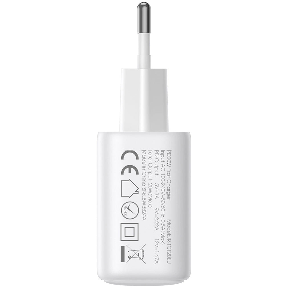 Ładowarka sieciowa z kablem USB-C Joyroom JR-TCF20, 20W, 3A, 1 x USB-C, Biała