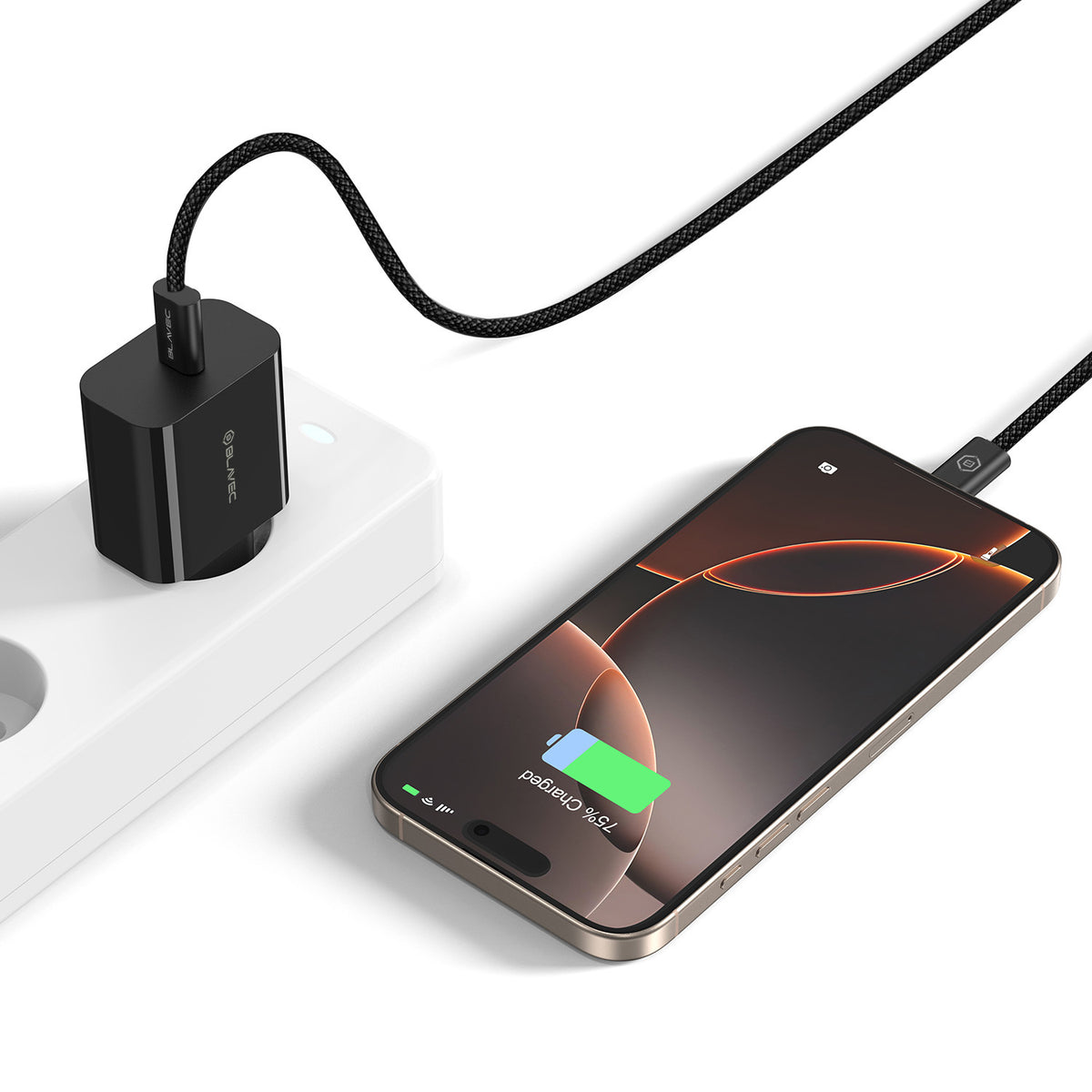 Ładowarka sieciowa z kablem USB-C Blavec BC-7, 45W, 3A, 1 x USB-C, Czarna