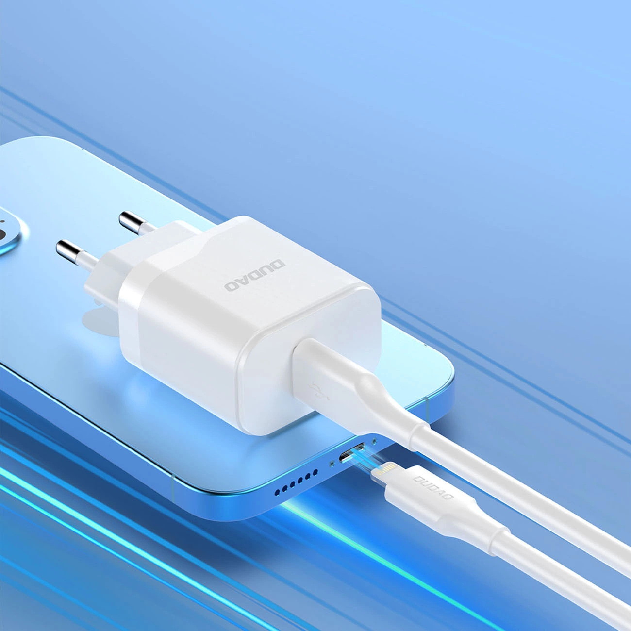 Ładowarka sieciowa z kablem USB-C Dudao A20EU, 18W, 3A, 1 x USB-A, Biała