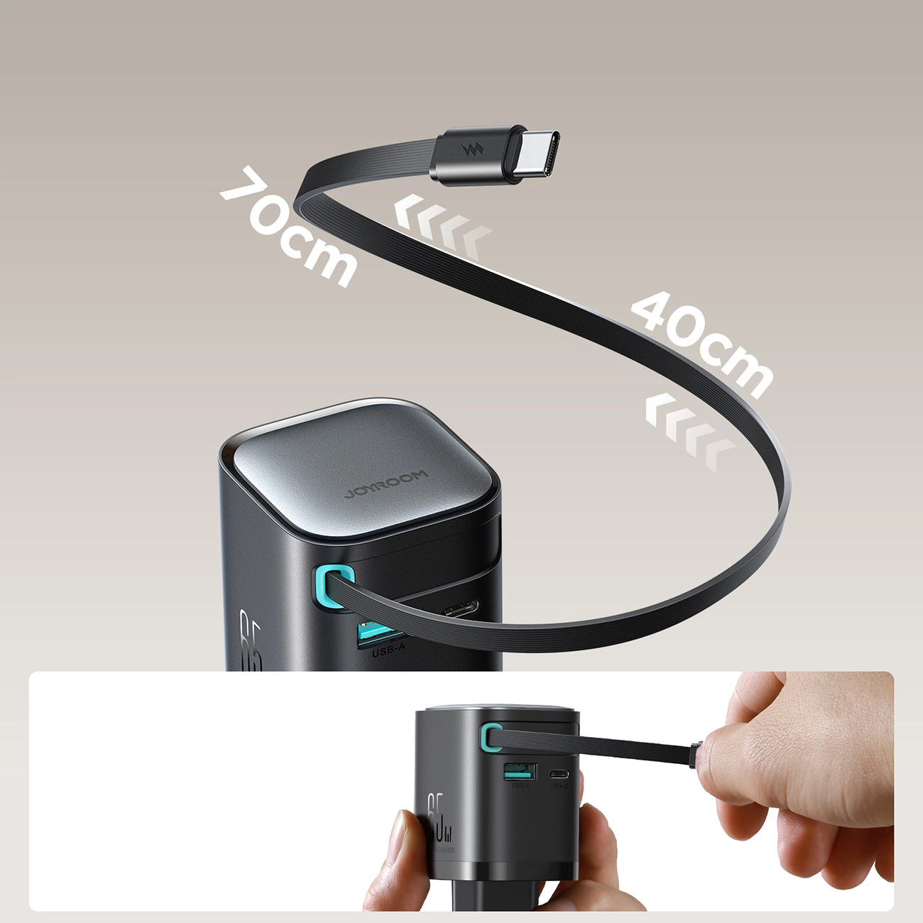 Ładowarka sieciowa Joyroom JR-TCL02 USB-C, 65W, 3A, 1 x USB-A - 1 x USB-C, czarna