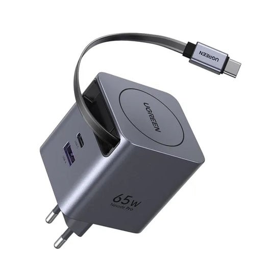 Ładowarka sieciowa z kablem USB-C UGREEN X615, 65W, 3A, 1 x USB-A - 1 x USB-C, Szara
