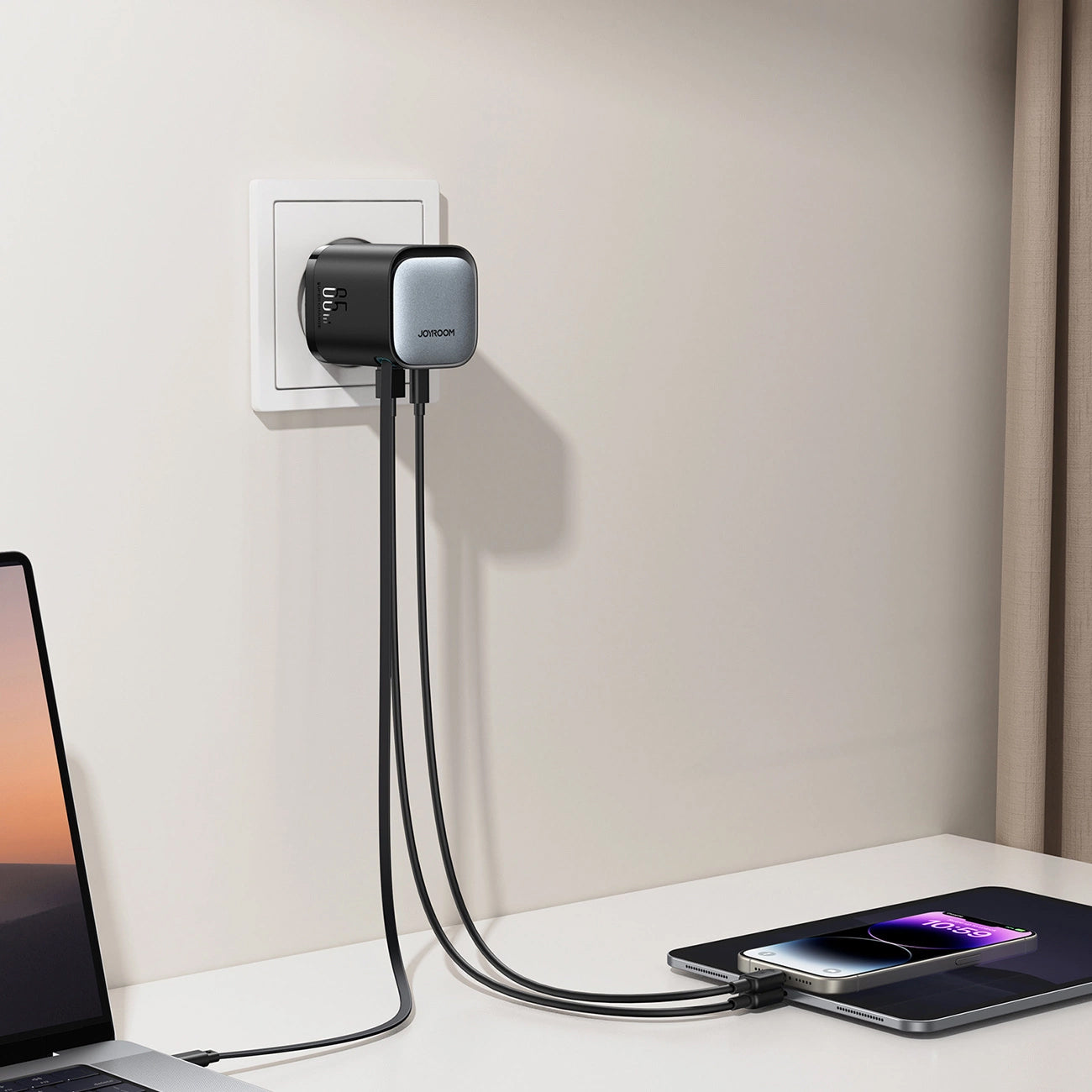 Ładowarka sieciowa Joyroom JR-TCL02 USB-C, 65W, 3A, 1 x USB-A - 1 x USB-C, czarna
