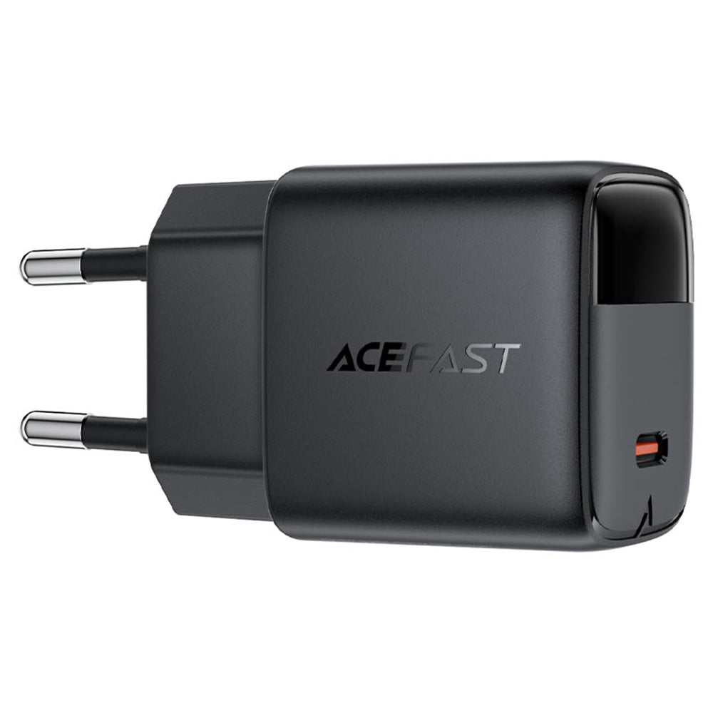 Acefast A115 Display USB-C Network Charger with Cable, 30W, 3A, 1 x USB-C, Black