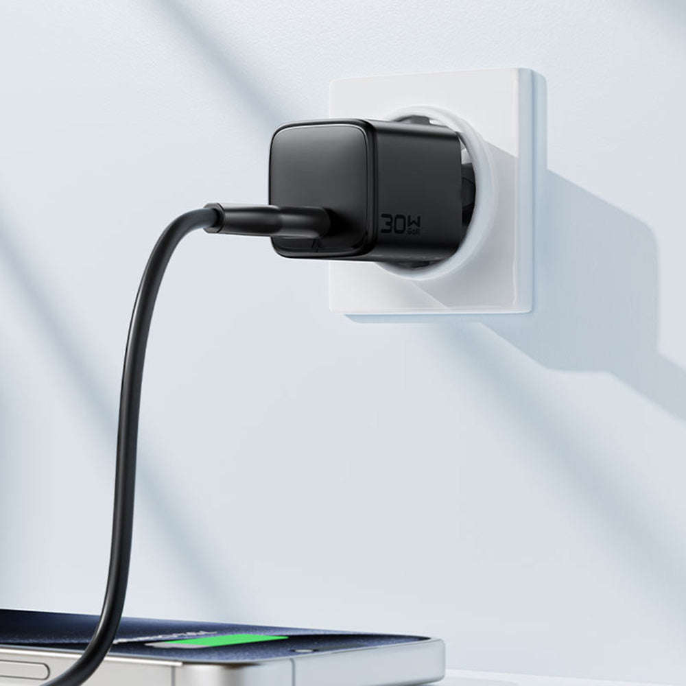 Ładowarka sieciowa z kablem USB-C Acefast A118, 30W, 3A, 1 x USB-C, Czarna
