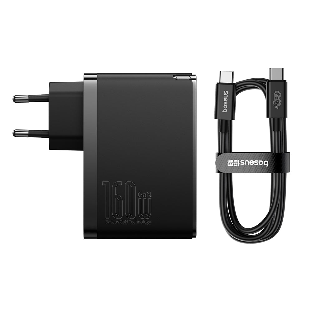 Ładowarka sieciowa z kablem USB-C Baseus GaN5 Pro, 160W, 5A, 1 x USB-A - 2 x USB-C, Czarny P10110825113-00