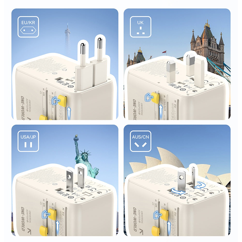 Ładowarka sieciowa z kablem USB-C Baseus Travel EnerCore CG11, 70W, 2 x gniazdko - 1 x USB-C - 2 x USB-A, biały E0307E01