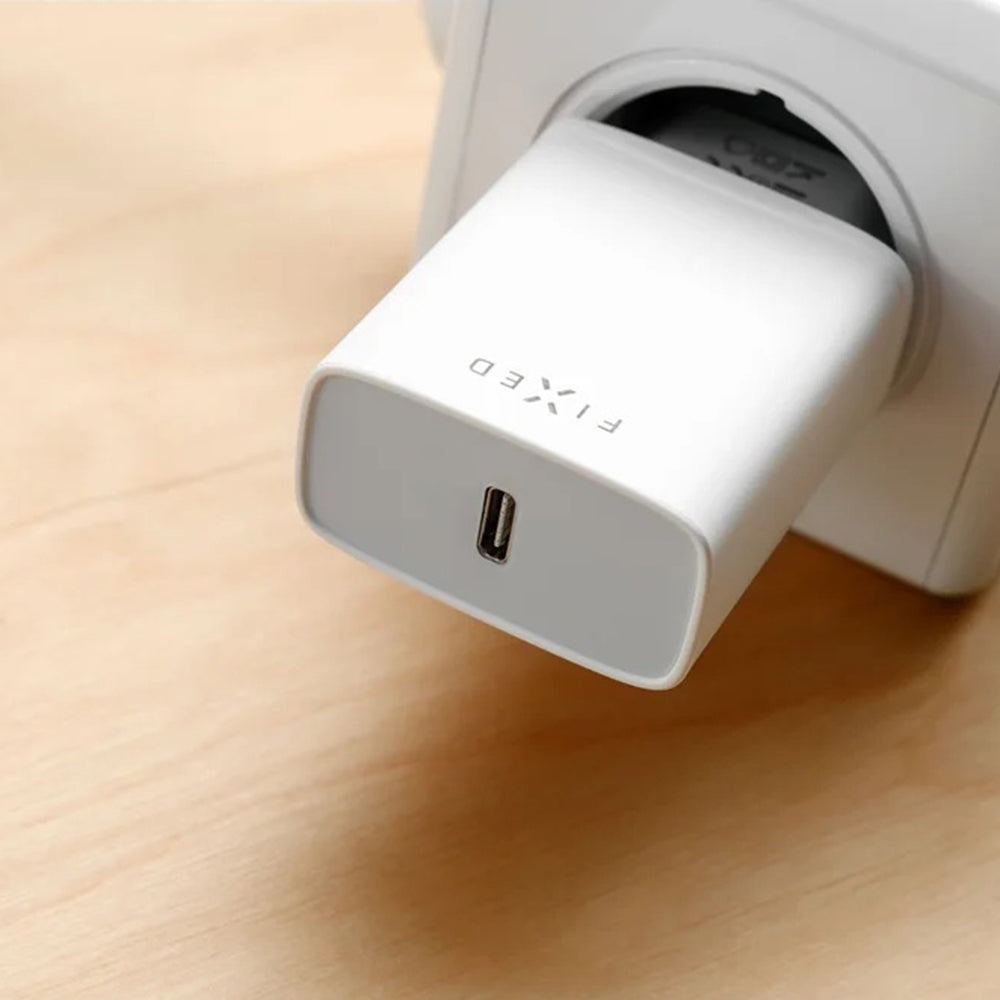 Ładowarka sieciowa z kablem USB-C Fixed, 20W, 3A, 1 x USB-C, Biała