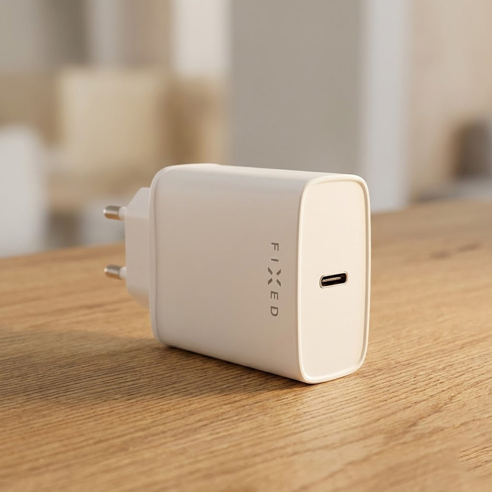 Ładowarka sieciowa z kablem USB-C Fixed, 20W, 3A, 1 x USB-C, Biała