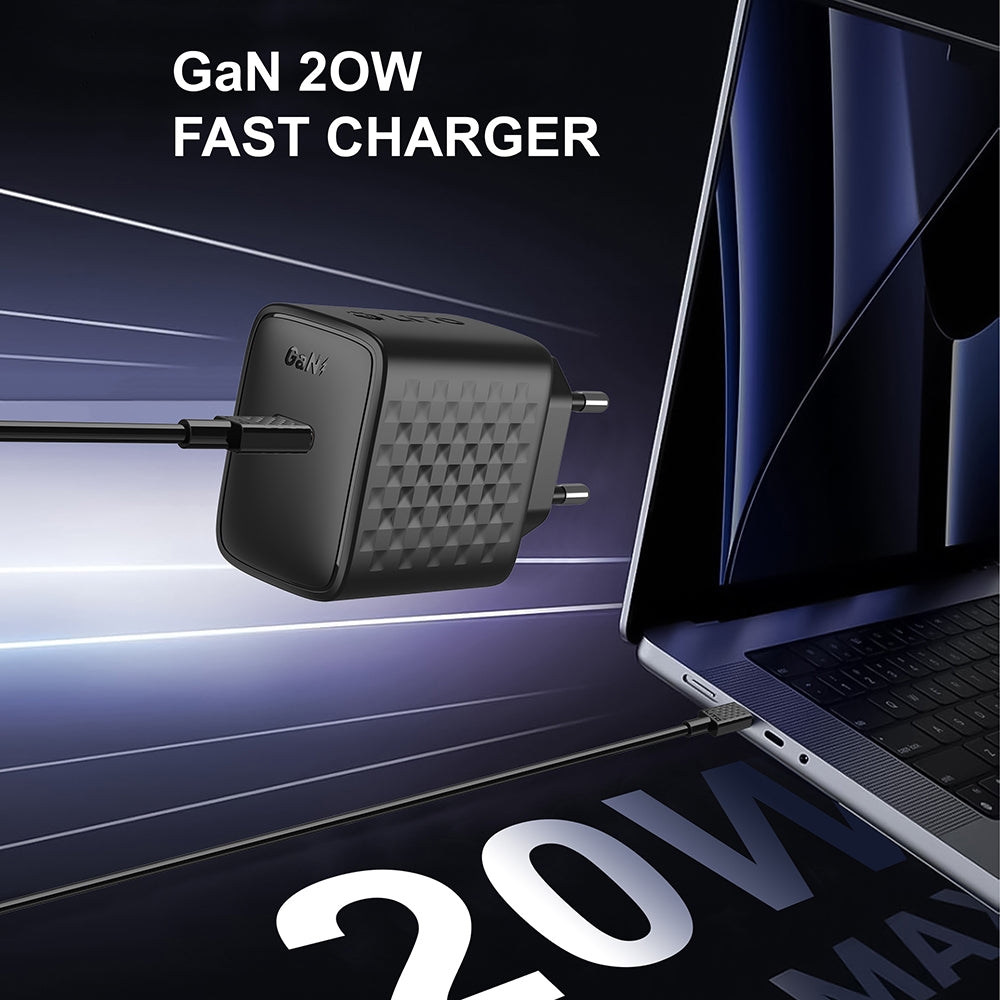 Ładowarka sieciowa z kablem USB-C Lito LC13T, 20W, 3A, 1 x USB-C, Czarna
