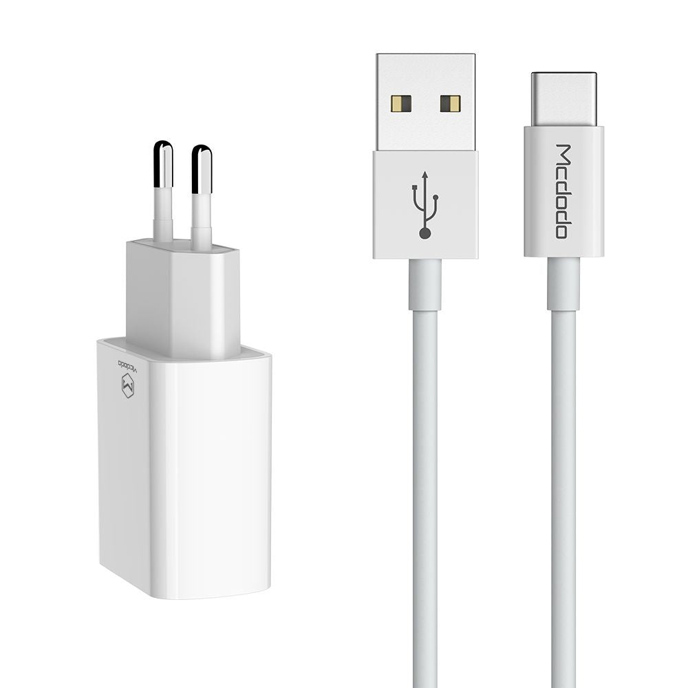 Ładowarka sieciowa z kablem USB-C McDodo CH-6721 Offer, 12W, 2.4A, 2 x USB-A, Biała