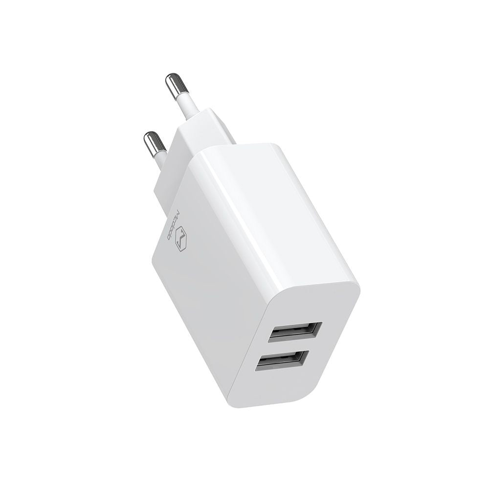 Ładowarka sieciowa z kablem USB-C McDodo CH-6721 Offer, 12W, 2.4A, 2 x USB-A, Biała
