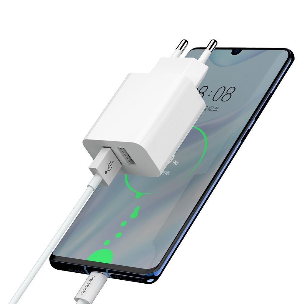 Ładowarka sieciowa z kablem USB-C McDodo CH-6721 Offer, 12W, 2.4A, 2 x USB-A, Biała