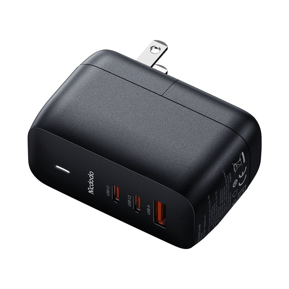 Ładowarka sieciowa z kablem USB-C McDodo CH-8442 Mecha Travel, 65W, 5A, 1 x USB-A - 2 x USB-C, Czarny