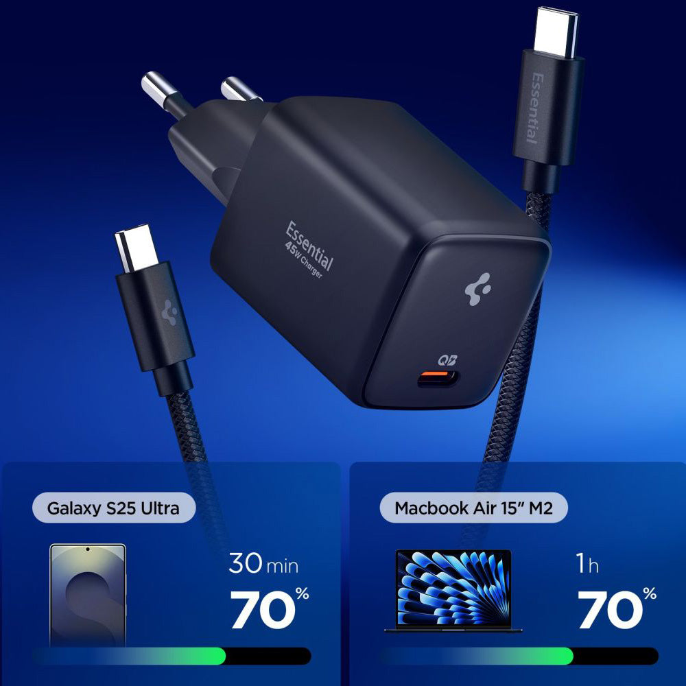 Ładowarka sieciowa z kablem USB-C Spigen EE451EU Essential, 45W, 3A, 1 x USB-C, Czarna ACH09474