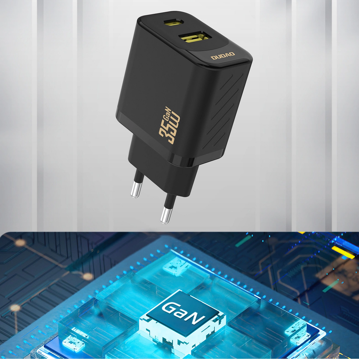 Ładowarka sieciowa Dudao A27 Max, 35W, 1 x USB-A - 1 x USB-C, Czarny