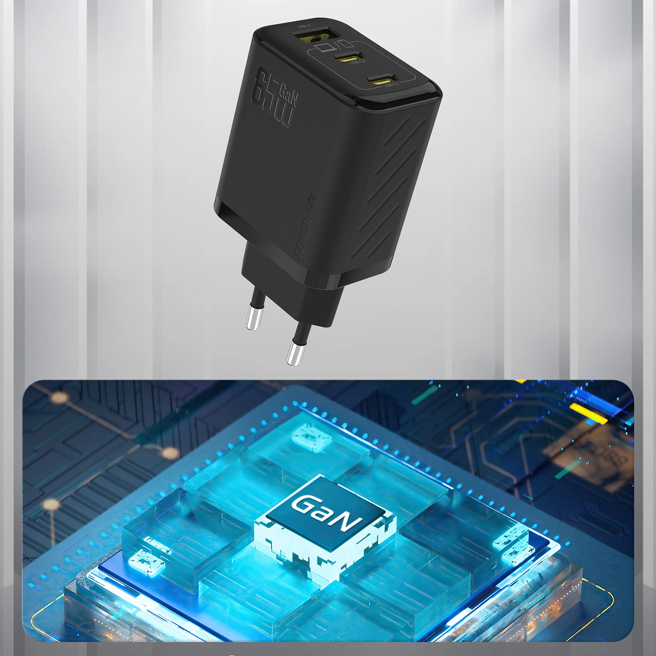 Ładowarka sieciowa Dudao A29, 65W, 1 x USB-A - 2 x USB-C, Czarny
