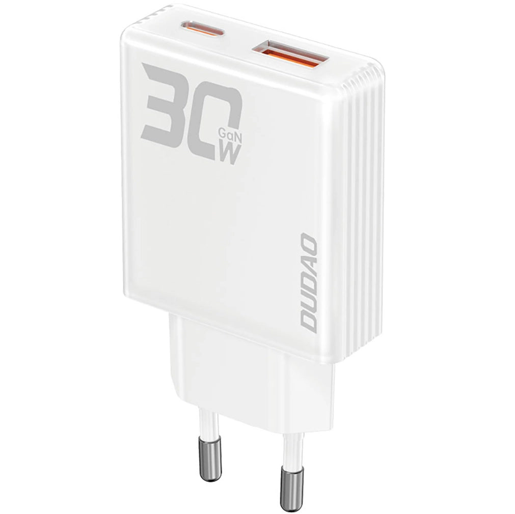 Network Charger Dudao A30EU, 30W, 3A, 1 x USB-A - 1 x USB-C, White