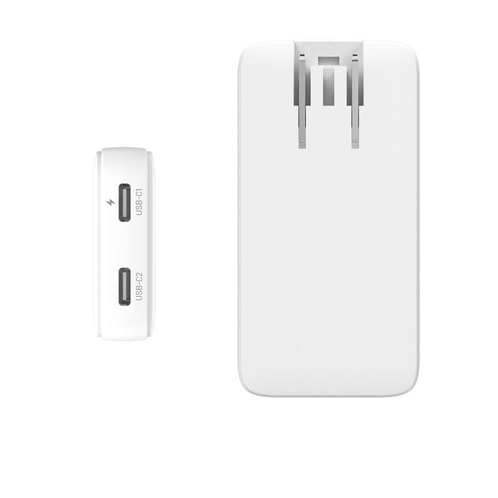 Ładowarka sieciowa Fixed Travel, 45W, 3A, 2 x USB-C, Biała