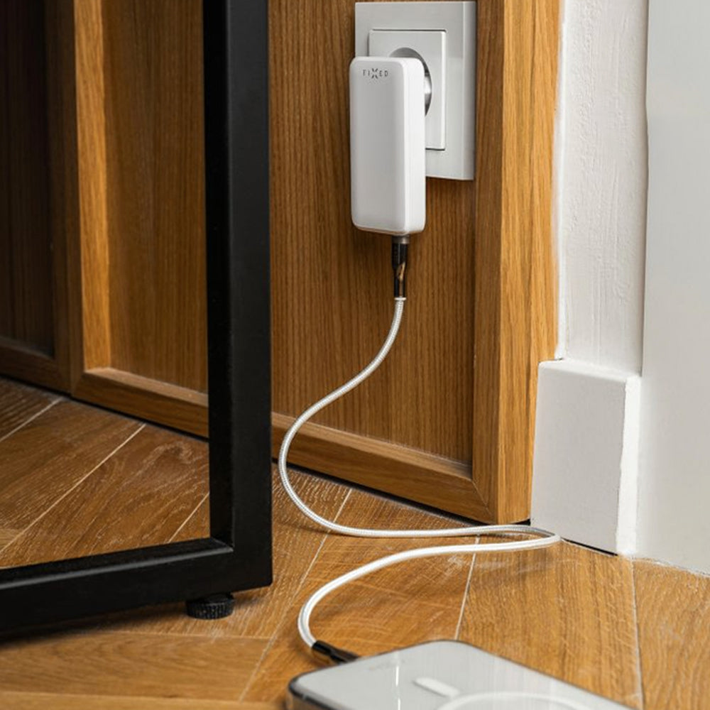 Ładowarka sieciowa Fixed Travel, 45W, 3A, 2 x USB-C, Biała