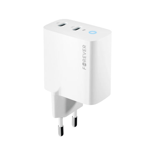 Ładowarka sieciowa Forever TC-06-40CC, 40W, 3A, 2 x USB-C, biała