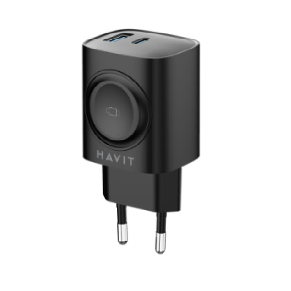 Ładowarka sieciowa HAVIT UC132 2w1, 22W, 3A, 1 x USB-A - 1 x USB-C, Czarny