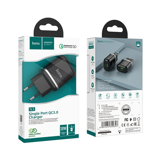 Ładowarka sieciowa HOCO N3, 18W, 3A, 1 x USB-A, czarna