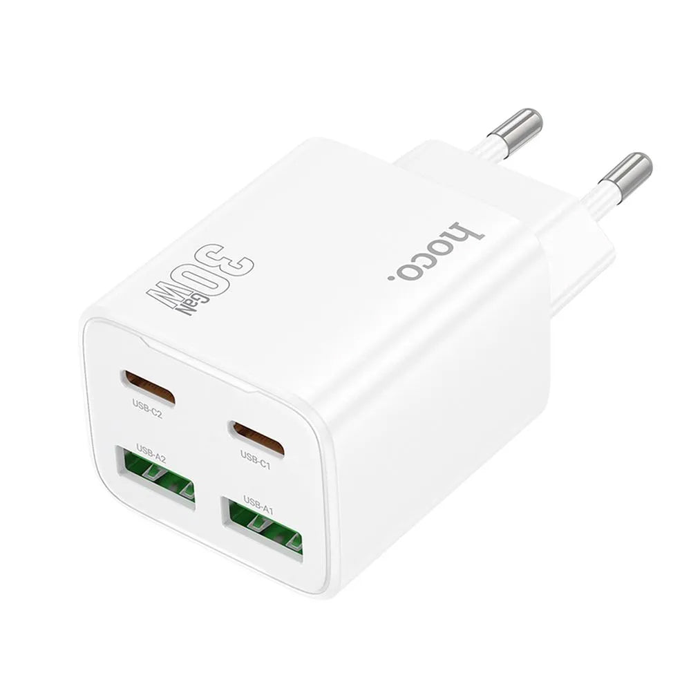 Ładowarka sieciowa HOCO N56, 30W, 3A, 2 x USB-A - 2 x USB-C, Biała