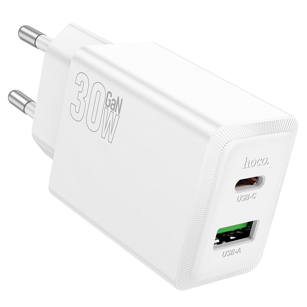 Ładowarka sieciowa HOCO N71, 30W, 3A, 1 x USB-A - 1 x USB-C, Biała