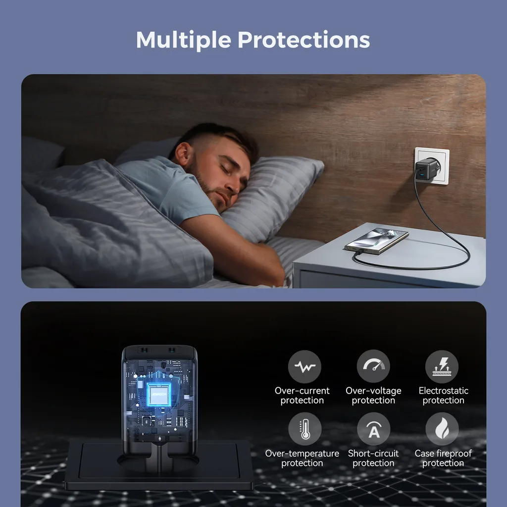 Ładowarka sieciowa Joyroom JR-TCG17, 45W, 3A, 2 x USB-C, Czarny