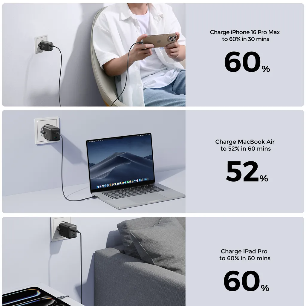 Ładowarka sieciowa Joyroom JR-TCG17, 45W, 3A, 2 x USB-C, Czarny