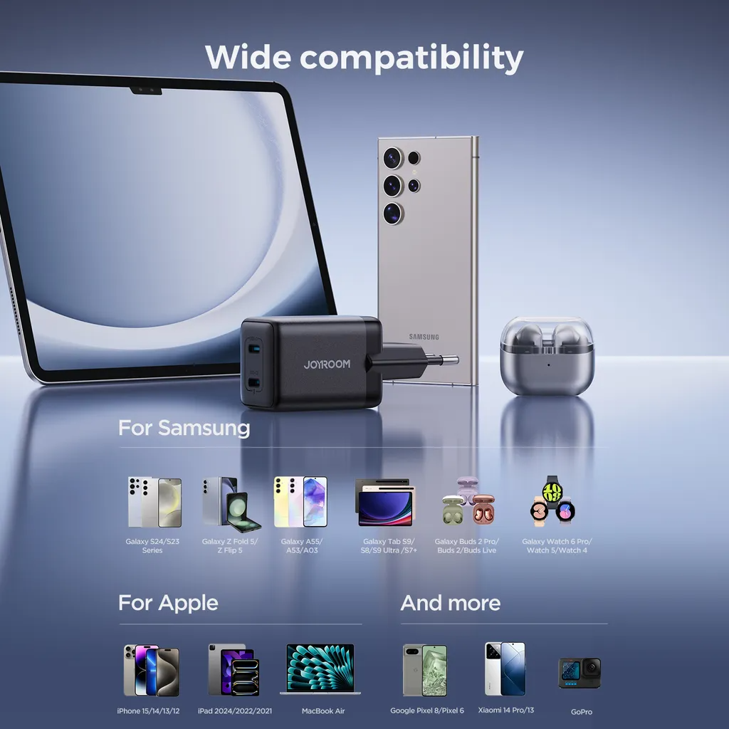 Ładowarka sieciowa Joyroom JR-TCG17, 45W, 3A, 2 x USB-C, Czarny