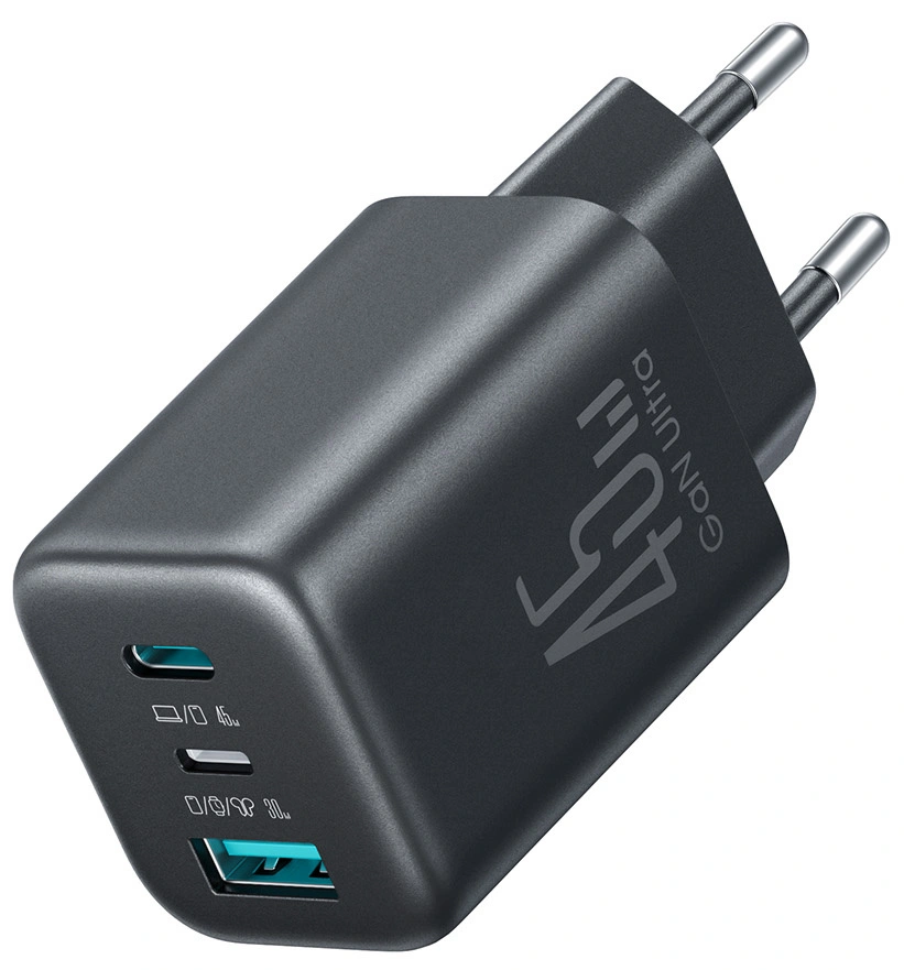 Ładowarka sieciowa Joyroom JR-TO1, 45W, 3A, 1 x Lightning - 1 x USB-A - 1 x USB-C, Czarny