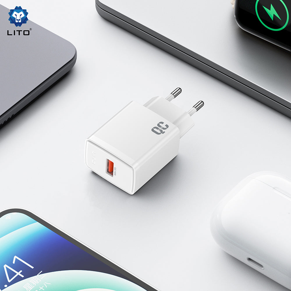 Ładowarka sieciowa Lito LC08, 18W, 3A, 1 x USB-A, Biała