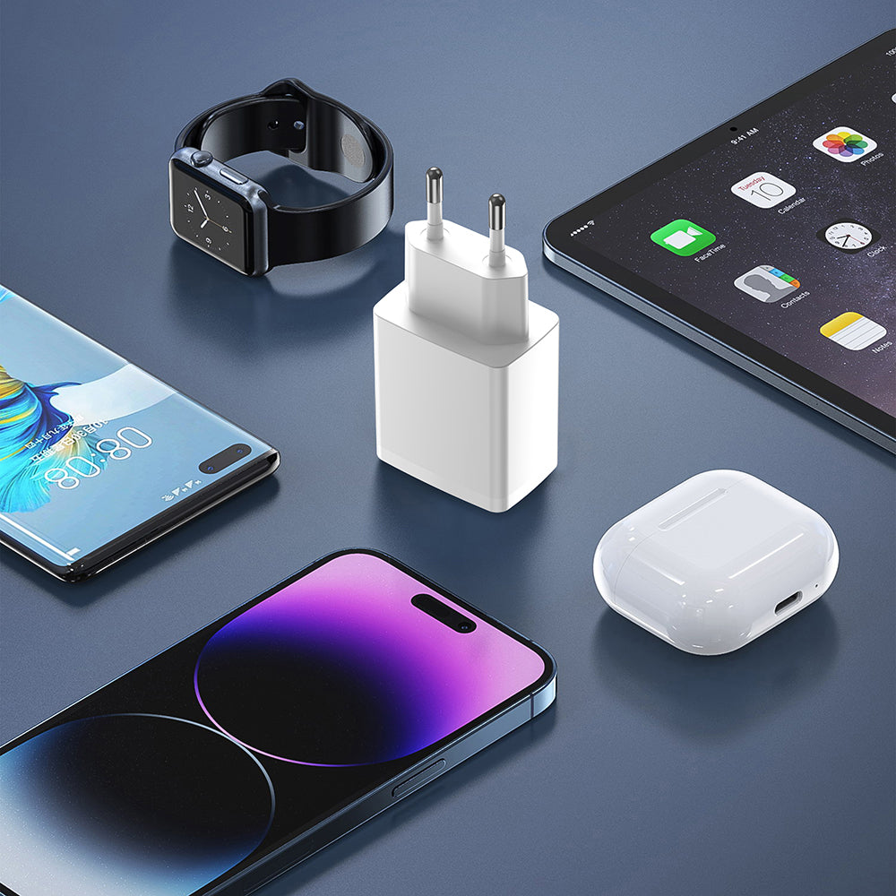 Ładowarka sieciowa Lito LC09, 20W, 3A, 1 x USB-A - 1 x USB-C, Biała