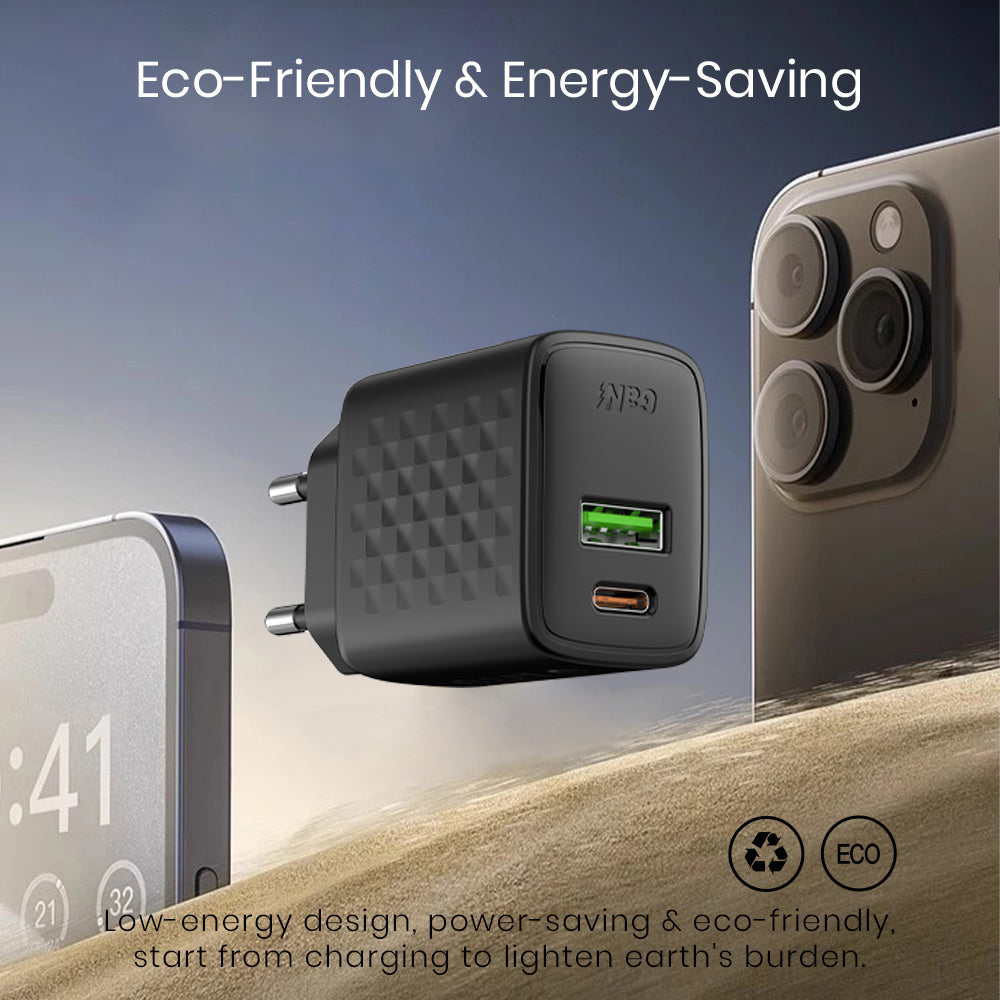 Ładowarka sieciowa Lito LC15, 20W, 3A, 1 x USB-A - 1 x USB-C, Czarny